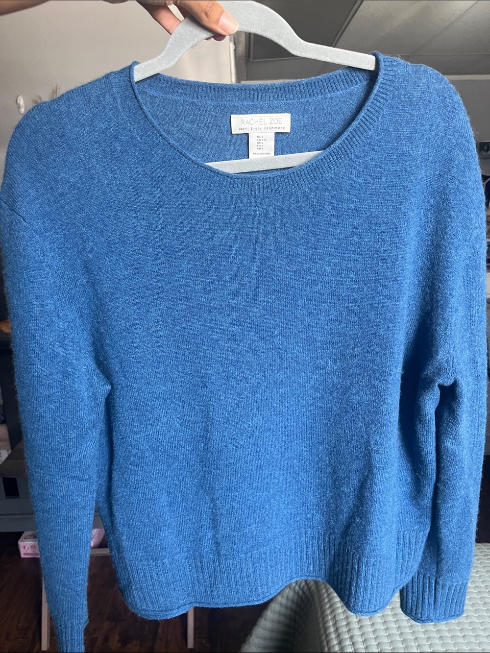 Rachel Zoe 100% 2-ply Cashmere Crewneck Sweater- Cornflower Blue